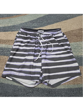 Lululemon Swim Trunks Mens Medium Gray Striped Lined Board Shorts